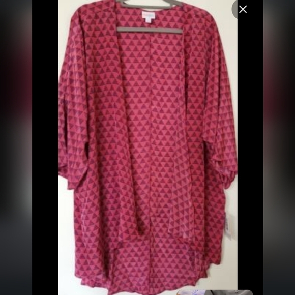 🆕️ LuLaRoe "LINDSAY" Kimono L New With Tags *Firm* burgundy pyramids - Picture 6 of 7